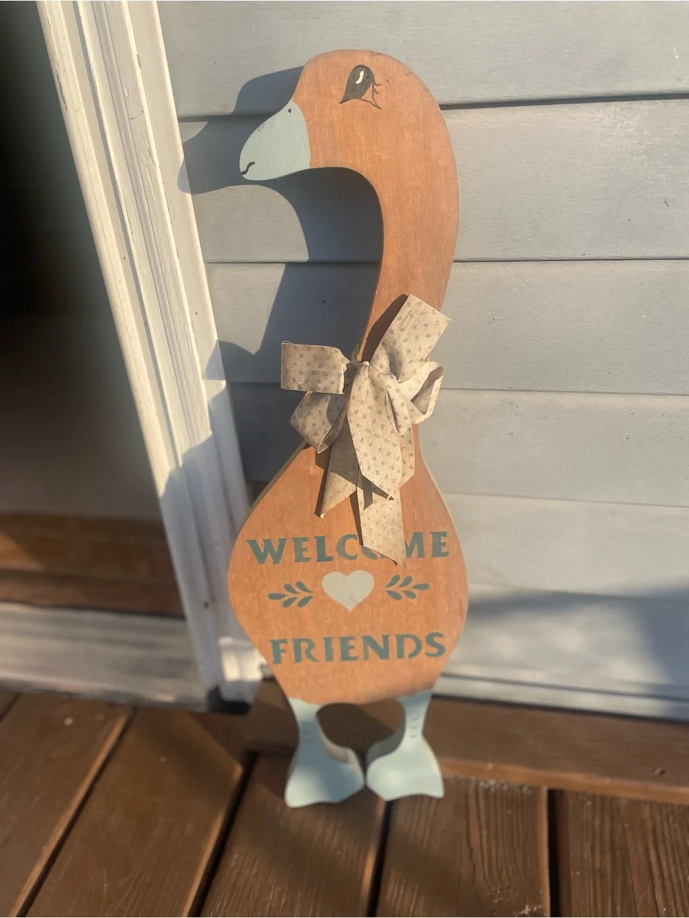 Welcome Friends Wooden Goose Wall Decor Vintage Porch Cottage Handmade Unique